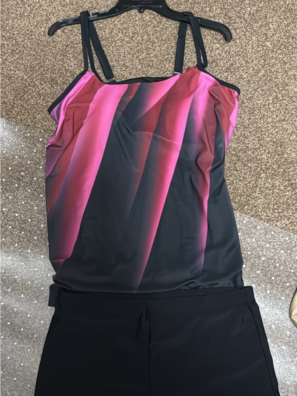 Black & Pink Gradient Tankini Top A-52